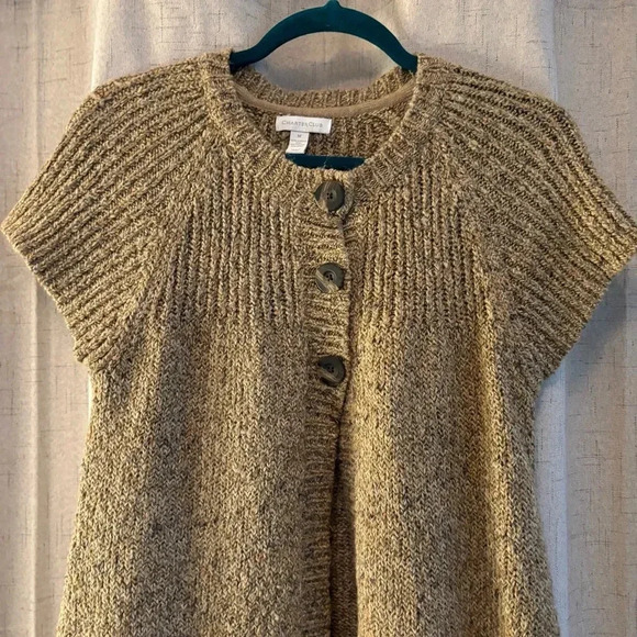 Charter Club 3 button cardigan sweater. Size M. Cap sleeves. Light browns. - Picture 3 of 7